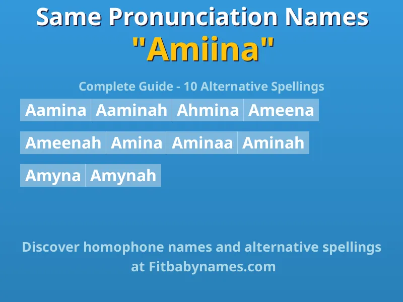 Infographic: Amiina same pronunciation names, similar names, and homophone names