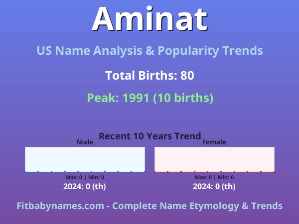 Infographic: Aminat name meaning, origin, and popularity trends in the United States (US baby name analysis chart)