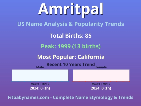 Infographic: Amritpal name meaning, origin, and popularity trends in the United States (US baby name analysis chart)