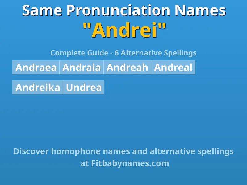 Infographic: Andrei same pronunciation names, similar names, and homophone names