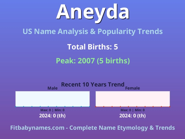 Infographic: Aneyda name meaning, origin, and popularity trends in the United States (US baby name analysis chart)