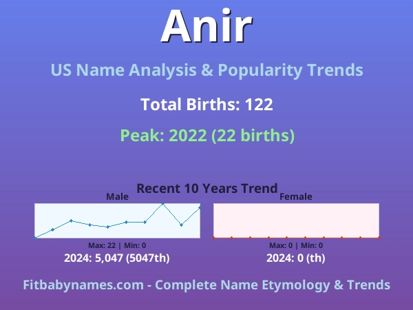 Infographic: Anir name meaning, origin, and popularity trends in the United States (US baby name analysis chart)