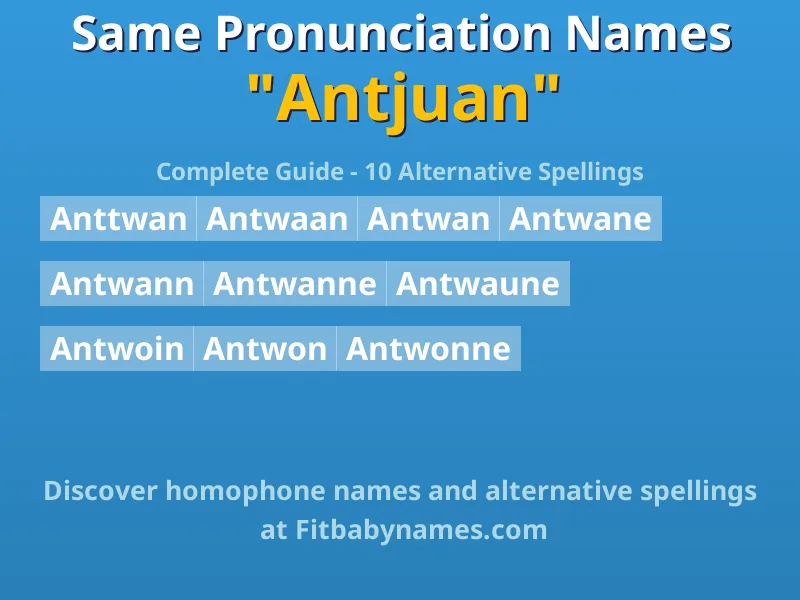Infographic: Antjuan same pronunciation names, similar names, and homophone names