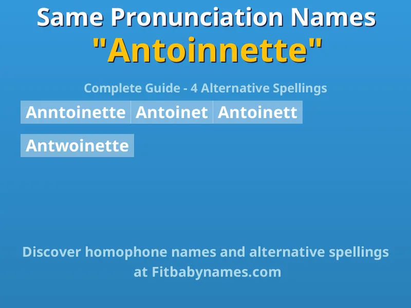 Infographic: Antoinnette same pronunciation names, similar names, and homophone names