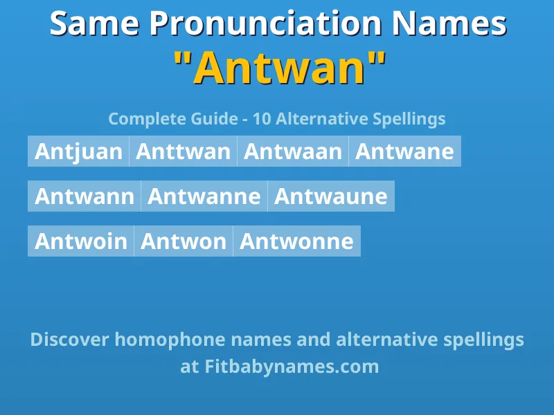 Infographic: Antwan same pronunciation names, similar names, and homophone names