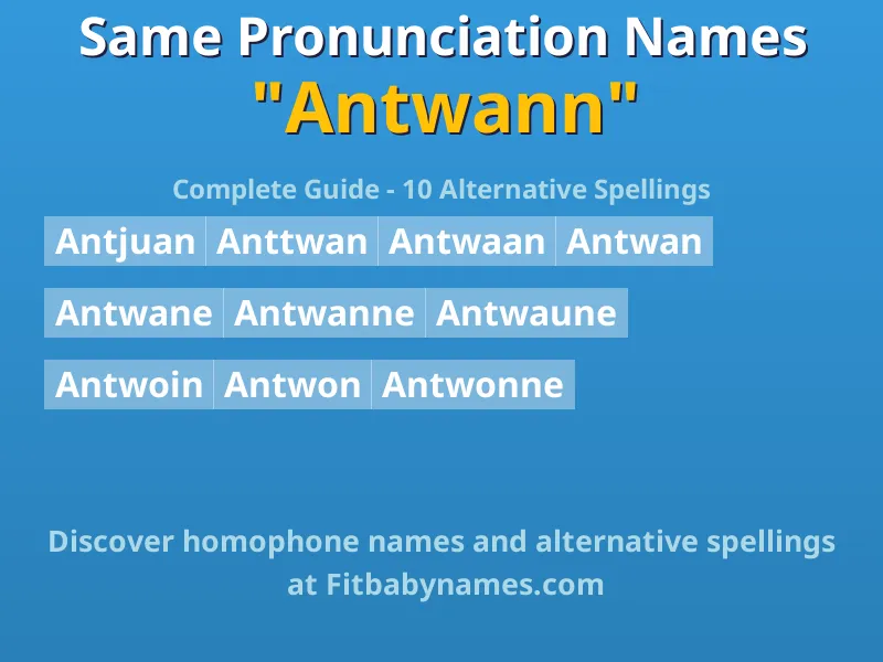 Infographic: Antwann same pronunciation names, similar names, and homophone names