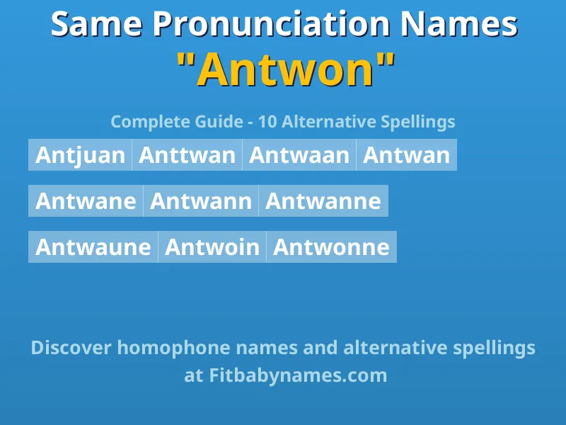 Infographic: Antwon same pronunciation names, similar names, and homophone names