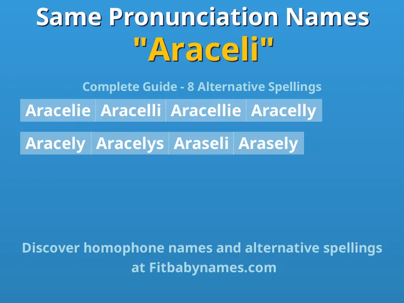 Infographic: Araceli same pronunciation names, similar names, and homophone names