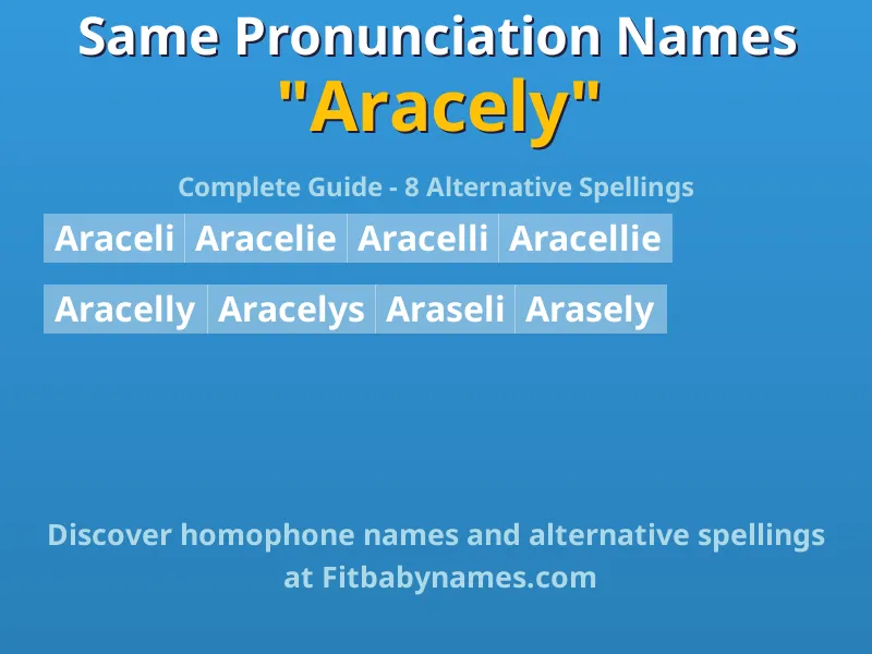 Infographic: Aracely same pronunciation names, similar names, and homophone names