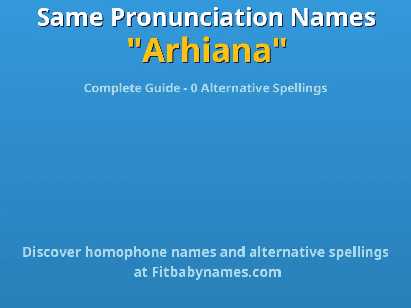 Infographic: Arhiana same pronunciation names, similar names, and homophone names