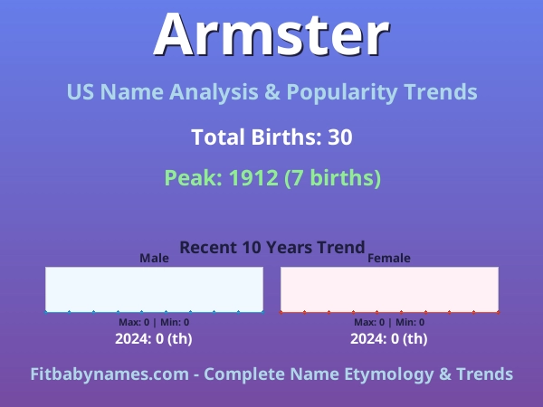 Infographic: Armster name meaning, origin, and popularity trends in the United States (US baby name analysis chart)
