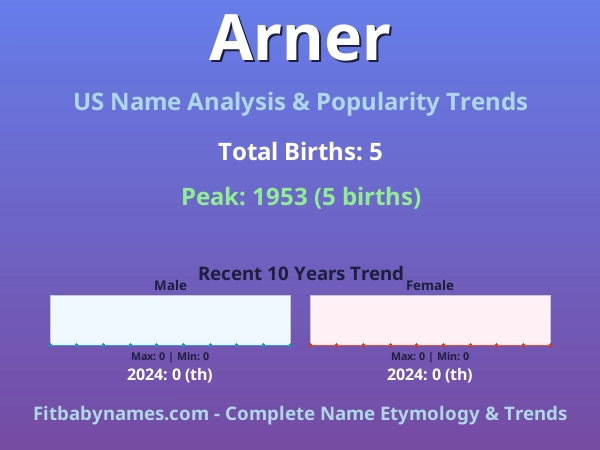 Infographic: Arner name meaning, origin, and popularity trends in the United States (US baby name analysis chart)