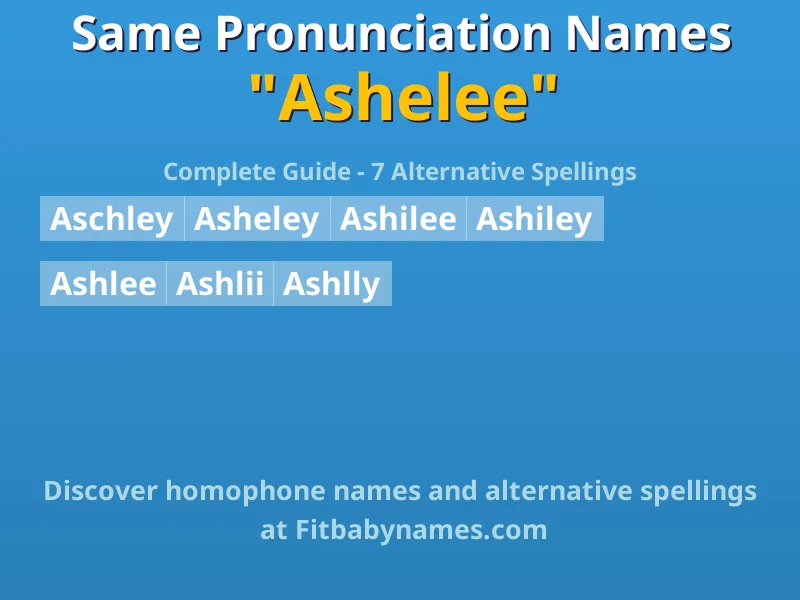 Infographic: Ashelee same pronunciation names, similar names, and homophone names