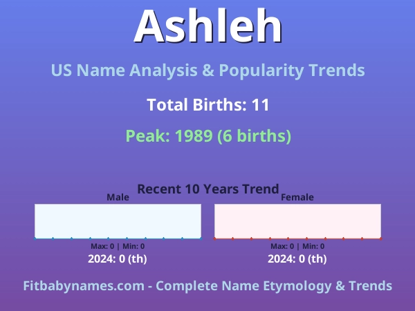 Infographic: Ashleh name meaning, origin, and popularity trends in the United States (US baby name analysis chart)
