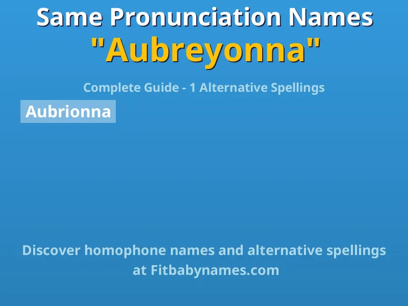 Infographic: Aubreyonna same pronunciation names, similar names, and homophone names
