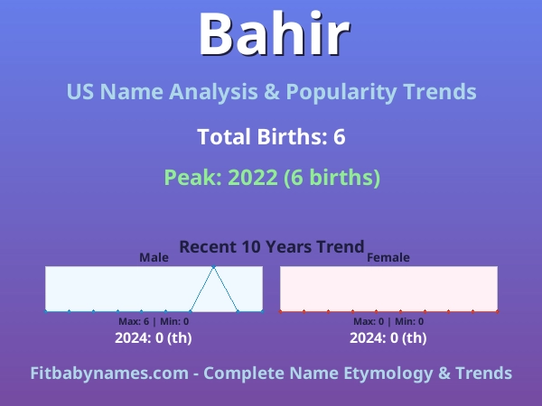 Infographic: Bahir name meaning, origin, and popularity trends in the United States (US baby name analysis chart)