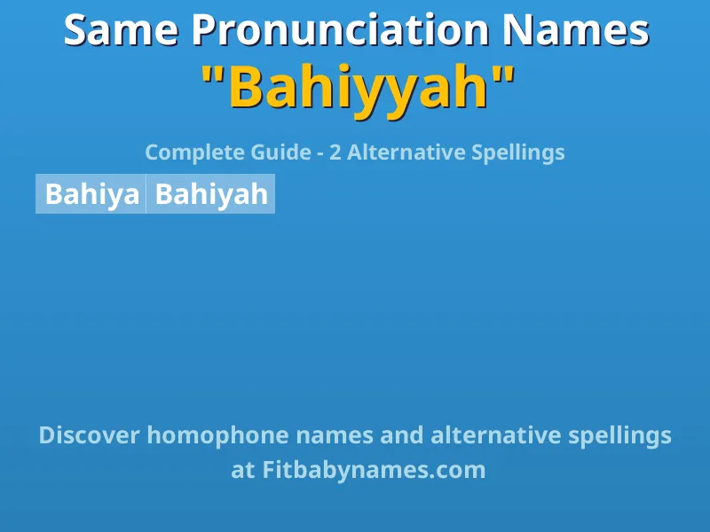 Infographic: Bahiyyah same pronunciation names, similar names, and homophone names