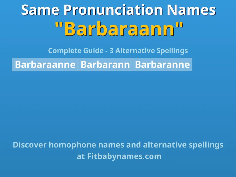 Infographic: Barbaraann same pronunciation names, similar names, and homophone names