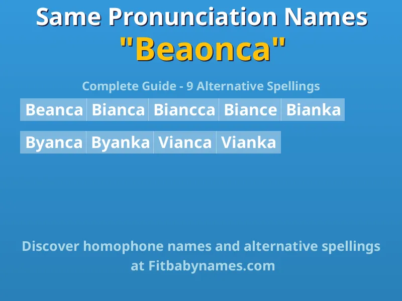 Infographic: Beaonca same pronunciation names, similar names, and homophone names