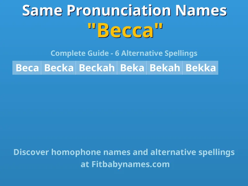 Infographic: Becca same pronunciation names, similar names, and homophone names