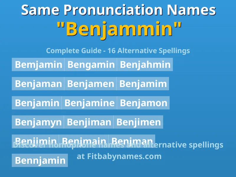 Infographic: Benjammin same pronunciation names, similar names, and homophone names