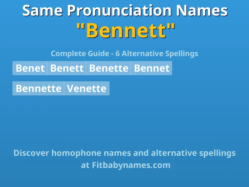 Infographic: Bennett same pronunciation names, similar names, and homophone names