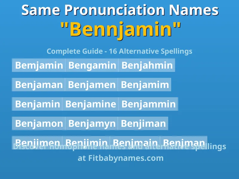 Infographic: Bennjamin same pronunciation names, similar names, and homophone names