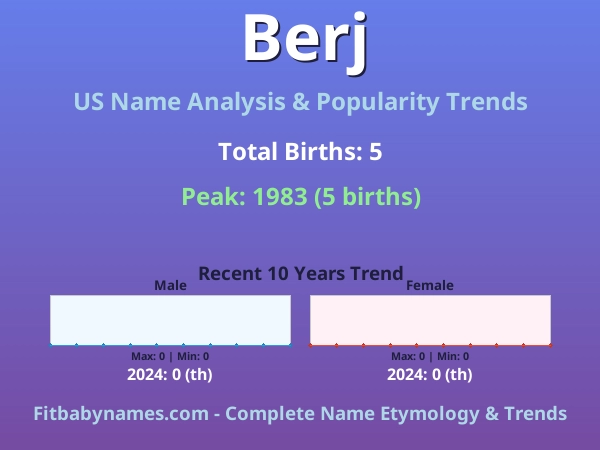 Infographic: Berj name meaning, origin, and popularity trends in the United States (US baby name analysis chart)
