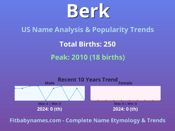 Infographic: Berk name meaning, origin, and popularity trends in the United States (US baby name analysis chart)