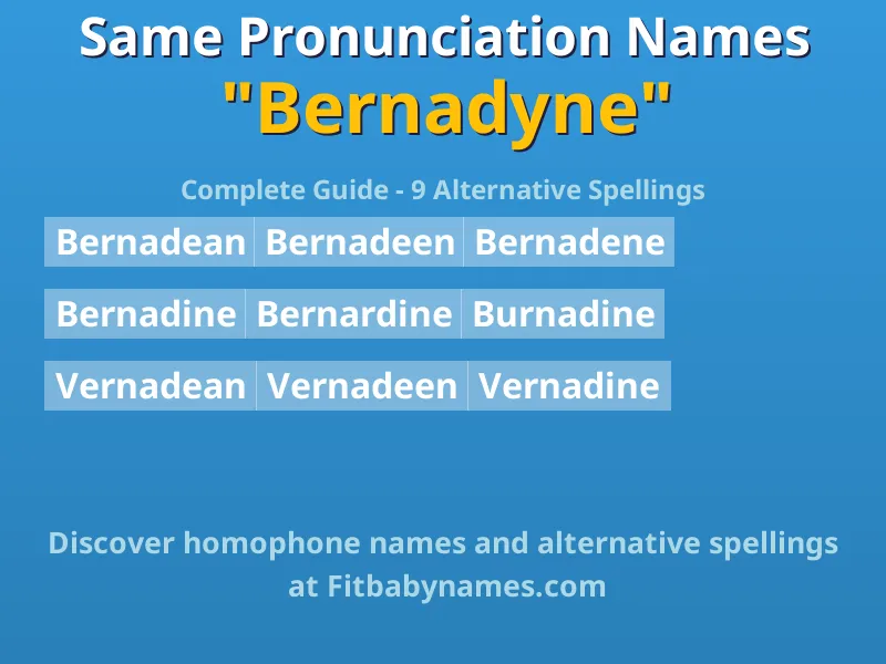 Infographic: Bernadyne same pronunciation names, similar names, and homophone names