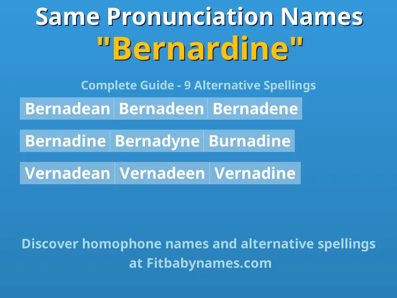 Infographic: Bernardine same pronunciation names, similar names, and homophone names