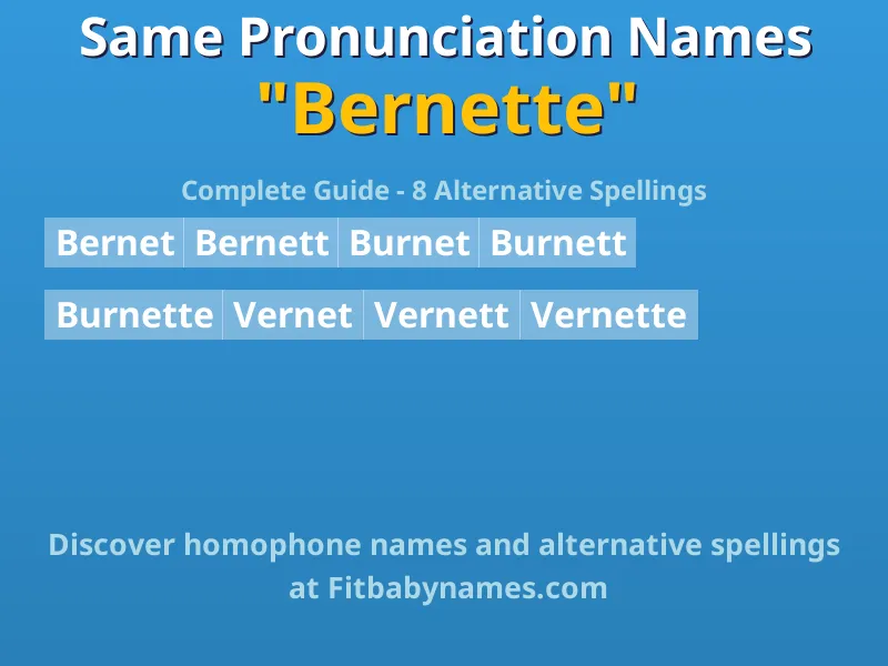 Infographic: Bernette same pronunciation names, similar names, and homophone names