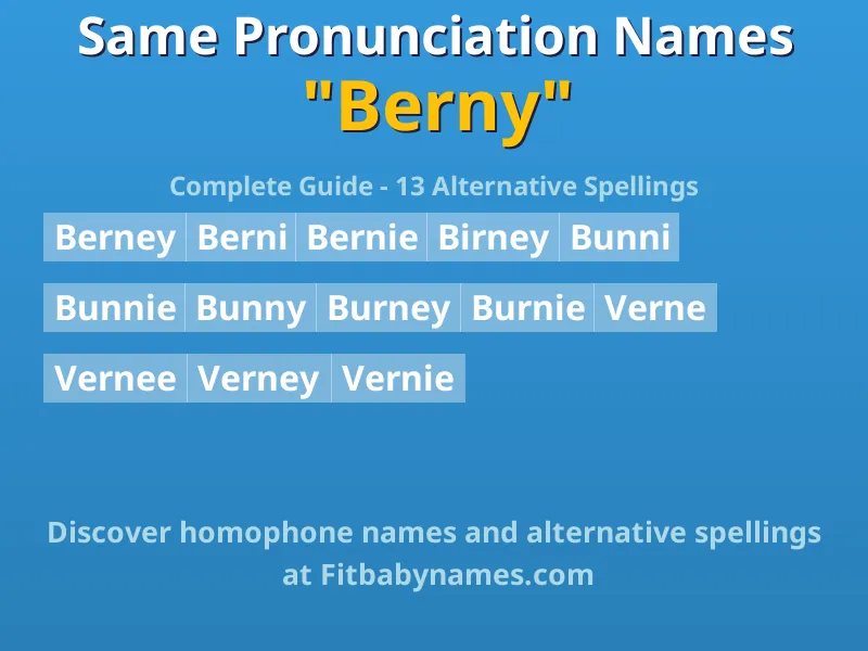 Infographic: Berny same pronunciation names, similar names, and homophone names