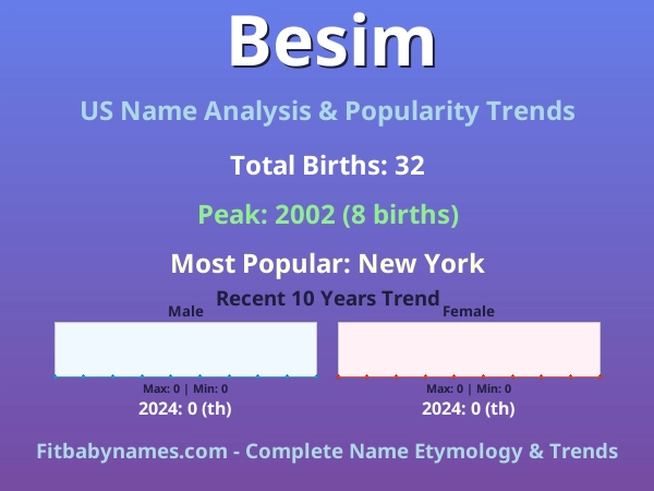 Infographic: Besim name meaning, origin, and popularity trends in the United States (US baby name analysis chart)