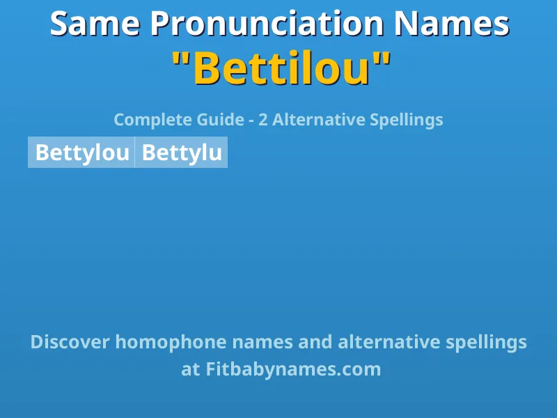 Infographic: Bettilou same pronunciation names, similar names, and homophone names
