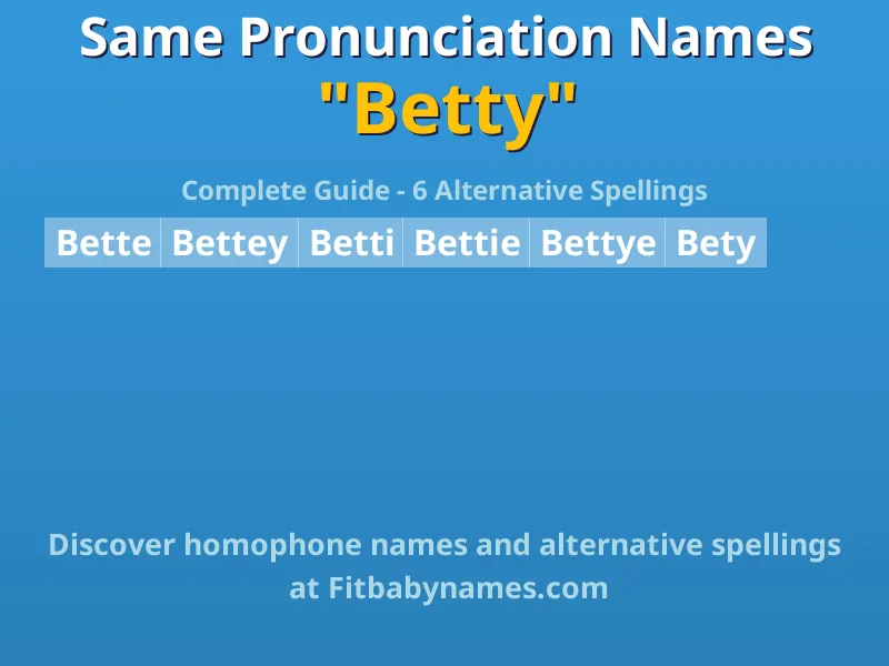 Infographic: Betty same pronunciation names, similar names, and homophone names