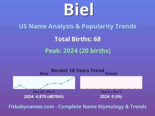 Infographic: Biel name meaning, origin, and popularity trends in the United States (US baby name analysis chart)