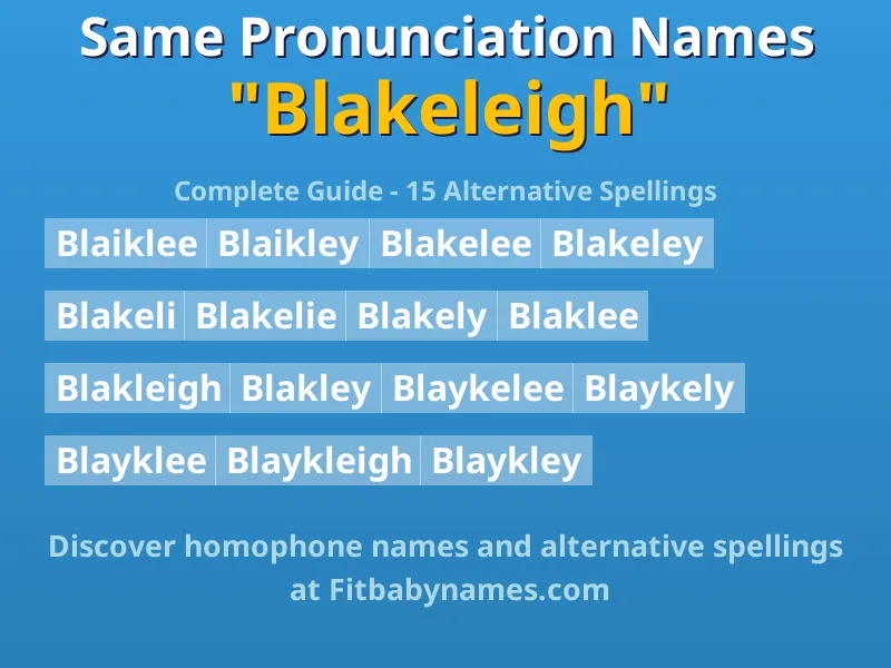Infographic: Blakeleigh same pronunciation names, similar names, and homophone names