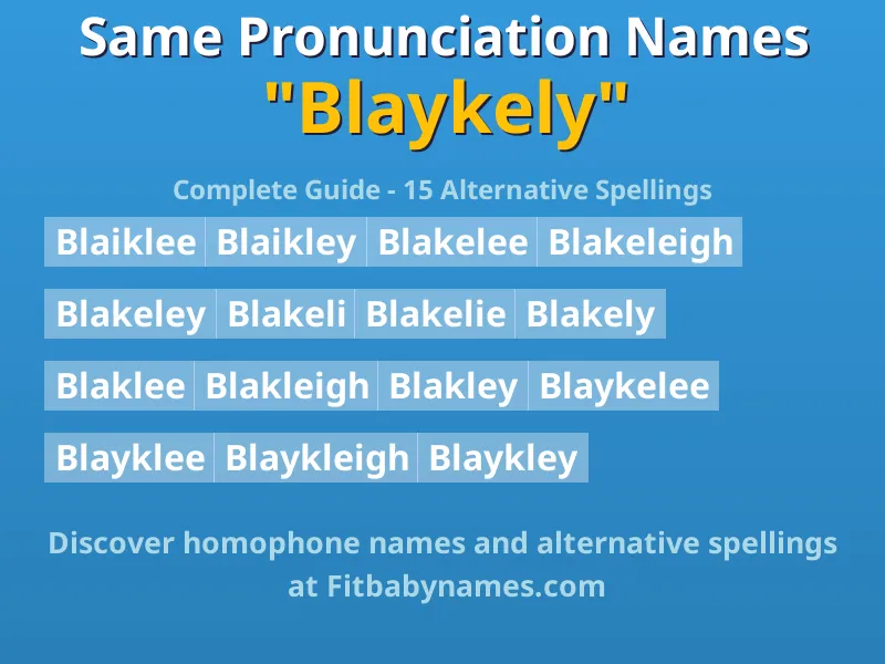 Infographic: Blaykely same pronunciation names, similar names, and homophone names