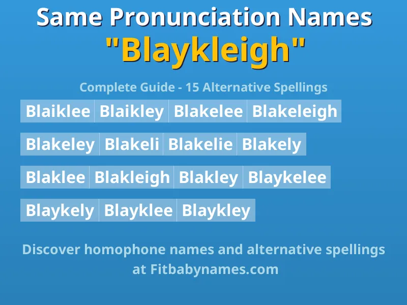 Infographic: Blaykleigh same pronunciation names, similar names, and homophone names