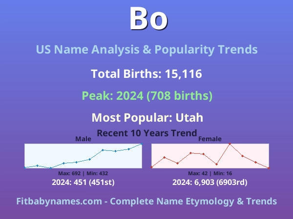Infographic: Bo name meaning, origin, and popularity trends in the United States (US baby name analysis chart)