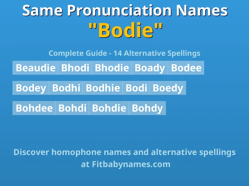 Infographic: Bodie same pronunciation names, similar names, and homophone names