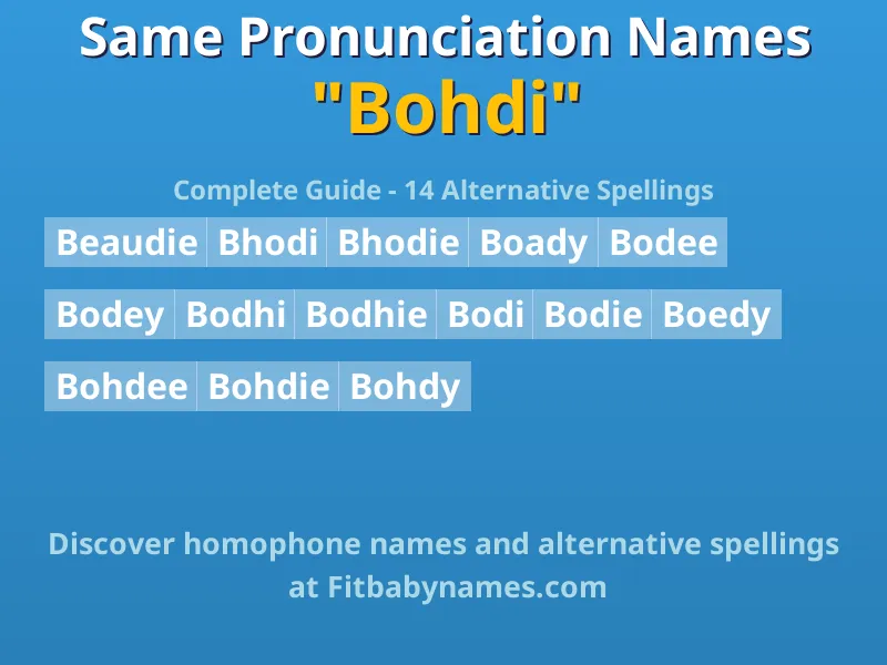 Infographic: Bohdi same pronunciation names, similar names, and homophone names