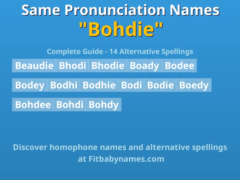 Infographic: Bohdie same pronunciation names, similar names, and homophone names