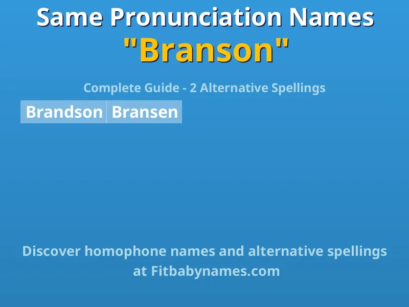 Infographic: Branson same pronunciation names, similar names, and homophone names