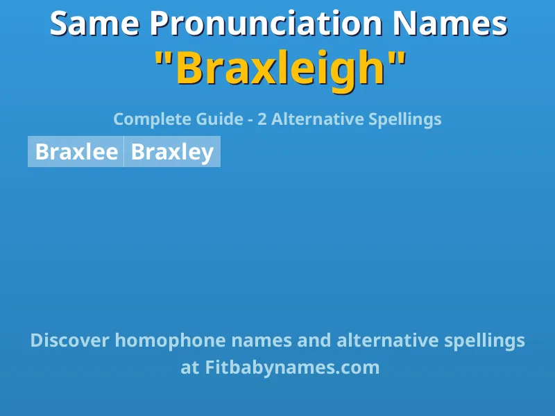 Infographic: Braxleigh same pronunciation names, similar names, and homophone names