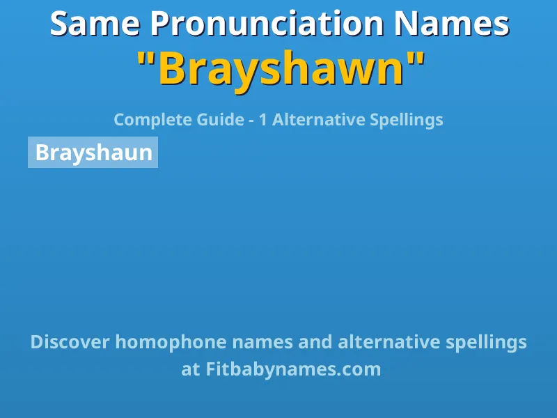 Infographic: Brayshawn same pronunciation names, similar names, and homophone names