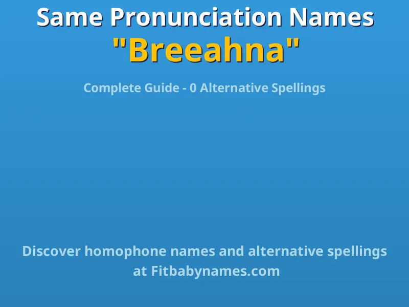 Infographic: Breeahna same pronunciation names, similar names, and homophone names