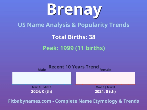 Infographic: Brenay name meaning, origin, and popularity trends in the United States (US baby name analysis chart)