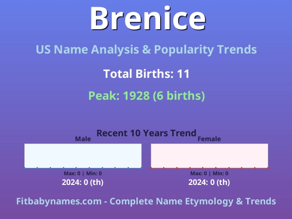 Infographic: Brenice name meaning, origin, and popularity trends in the United States (US baby name analysis chart)